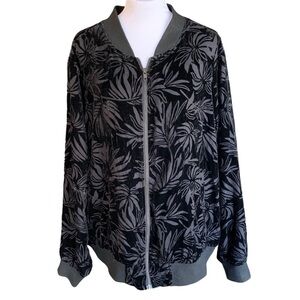 TORRID Burnout Velvet Tropical Palm Bomber Jacket - Charcoal/Black Sz. 2X